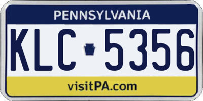 PA license plate KLC5356