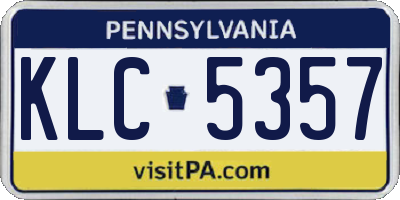 PA license plate KLC5357