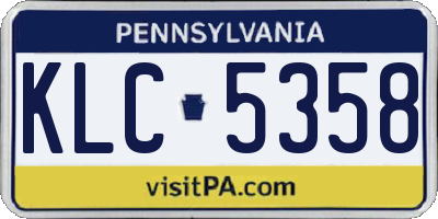 PA license plate KLC5358