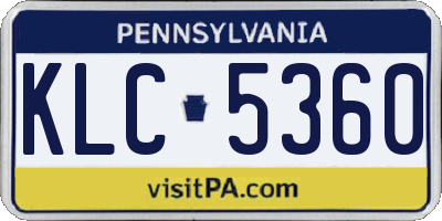 PA license plate KLC5360