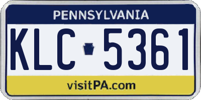 PA license plate KLC5361