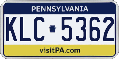 PA license plate KLC5362