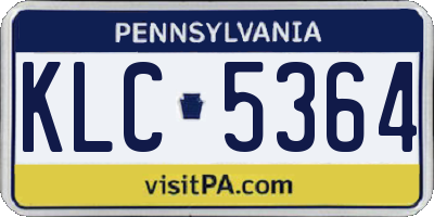 PA license plate KLC5364