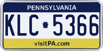 PA license plate KLC5366