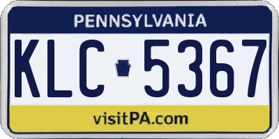 PA license plate KLC5367