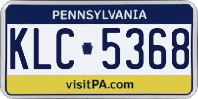 PA license plate KLC5368