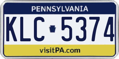 PA license plate KLC5374