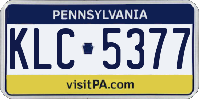 PA license plate KLC5377