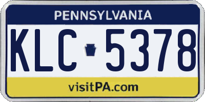PA license plate KLC5378