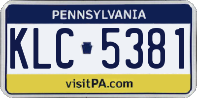 PA license plate KLC5381