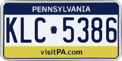 PA license plate KLC5386