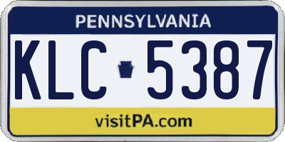 PA license plate KLC5387