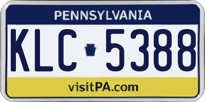 PA license plate KLC5388