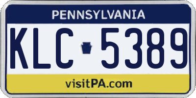 PA license plate KLC5389