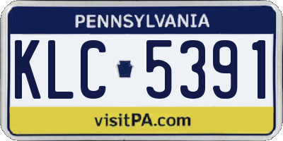PA license plate KLC5391