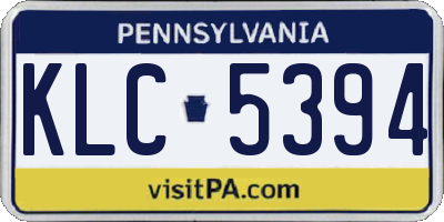 PA license plate KLC5394