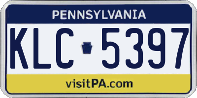 PA license plate KLC5397