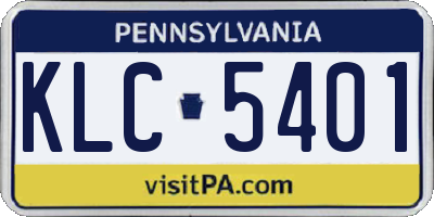 PA license plate KLC5401