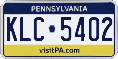 PA license plate KLC5402