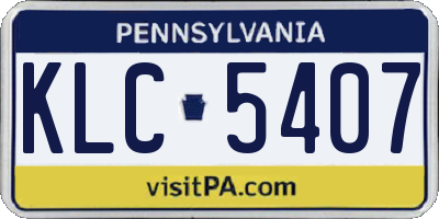 PA license plate KLC5407