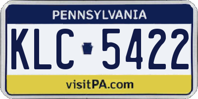 PA license plate KLC5422