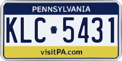PA license plate KLC5431
