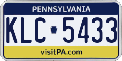 PA license plate KLC5433