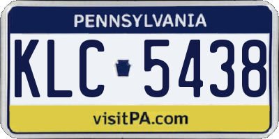 PA license plate KLC5438