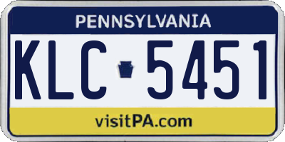 PA license plate KLC5451