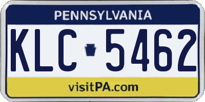 PA license plate KLC5462