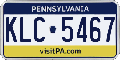 PA license plate KLC5467