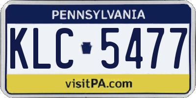 PA license plate KLC5477