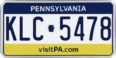 PA license plate KLC5478