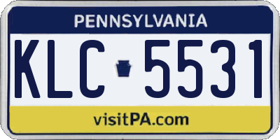 PA license plate KLC5531