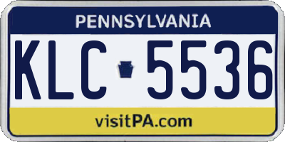 PA license plate KLC5536