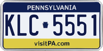 PA license plate KLC5551