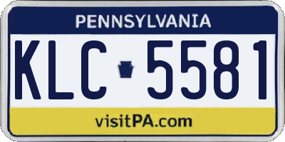 PA license plate KLC5581