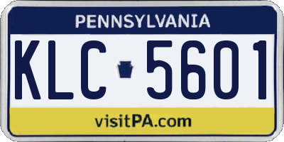 PA license plate KLC5601