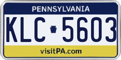 PA license plate KLC5603