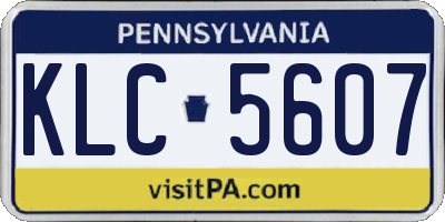 PA license plate KLC5607