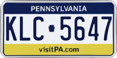 PA license plate KLC5647