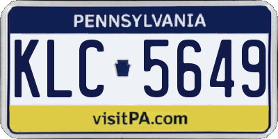 PA license plate KLC5649