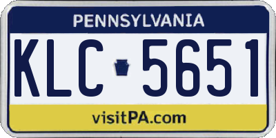 PA license plate KLC5651