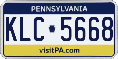 PA license plate KLC5668