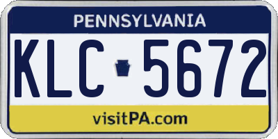 PA license plate KLC5672