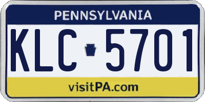 PA license plate KLC5701