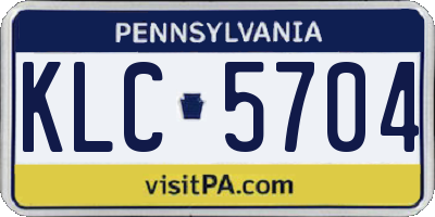 PA license plate KLC5704
