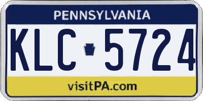 PA license plate KLC5724