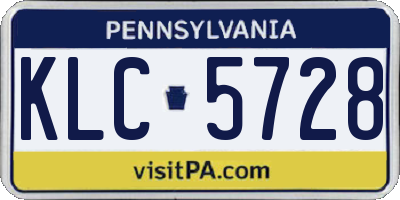 PA license plate KLC5728