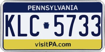 PA license plate KLC5733